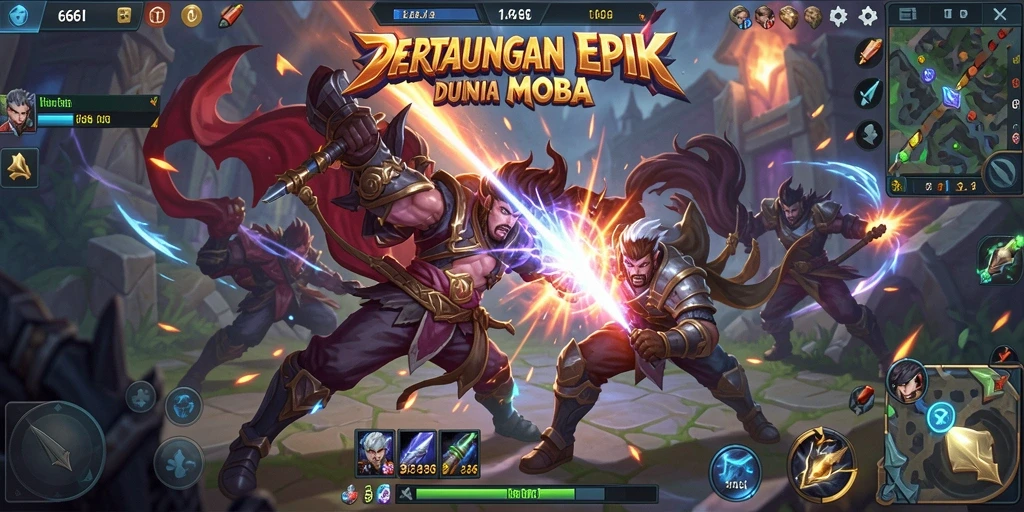 Tangkapan layar utama 666I menampilkan aksi seru gameplay MOBA.