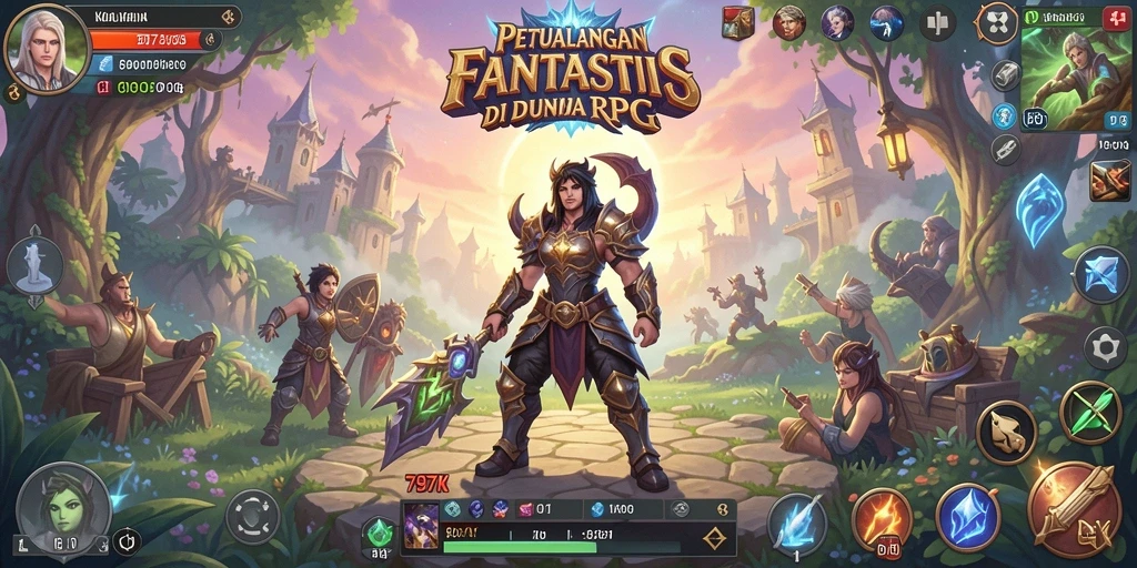 Tangkapan layar gameplay menampilkan pertempuran epik di dunia RPG.