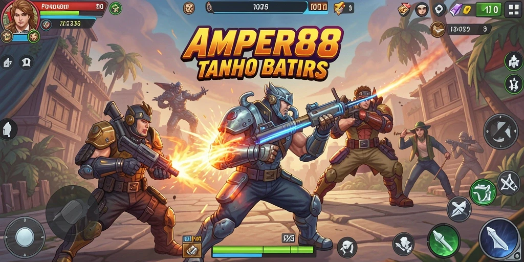 Tampilan aksi seru dan karakter unik dalam AMPER88.