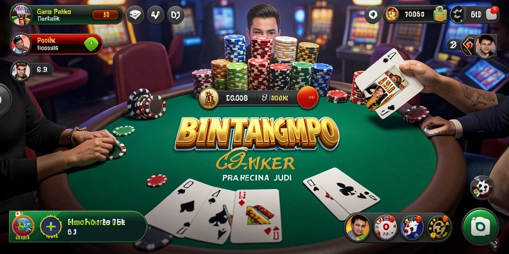 Screenshot permainan poker BINTANGMPO yang menarik.