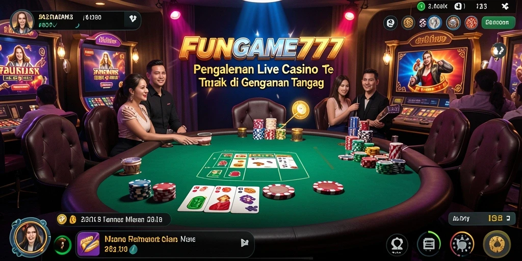Gambaran menegangkan gameplay Live Casino dalam <strong>FUNGAME777</strong> yang memikat.