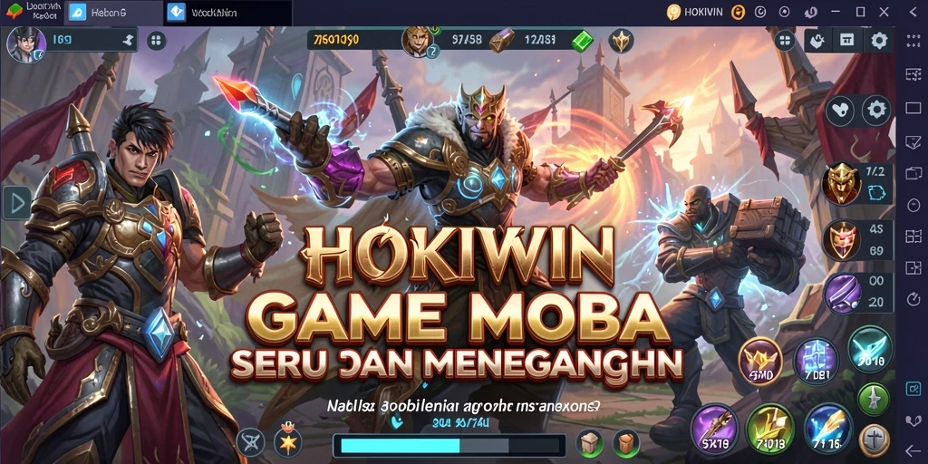 Screenshot HOKIWIN menampilkan aksi seru dalam pertempuran MOBA.