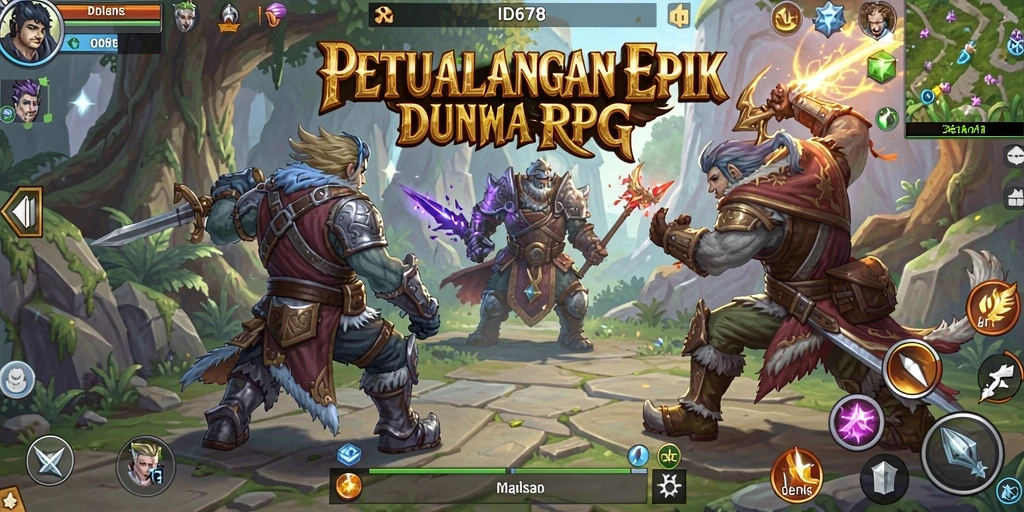 Screenshot utama ID678 menampilkan aksi pertarungan yang mendebarkan dalam RPG.