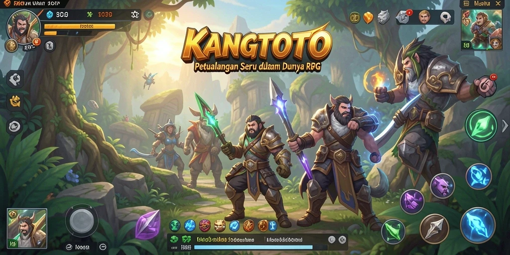 Tampilan gameplay seru di KANGTOTO dengan berbagai karakter dan monster.
