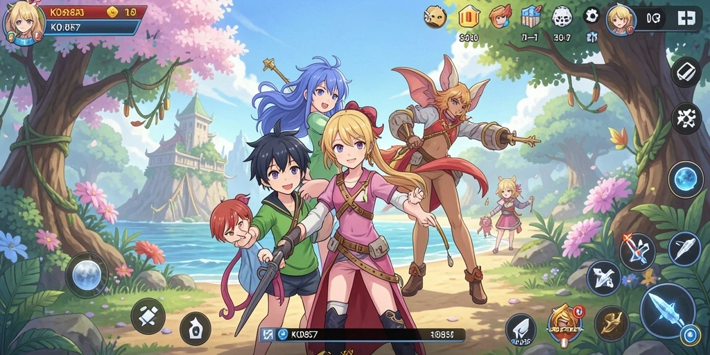 Screenshot KO857 menampilkan aksi karakter-karakter Anime yang menarik.
