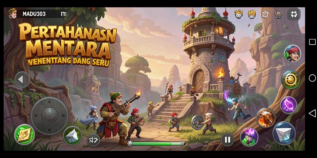 Tampilan gameplay seru yang menampilkan strategi Tower Defense.