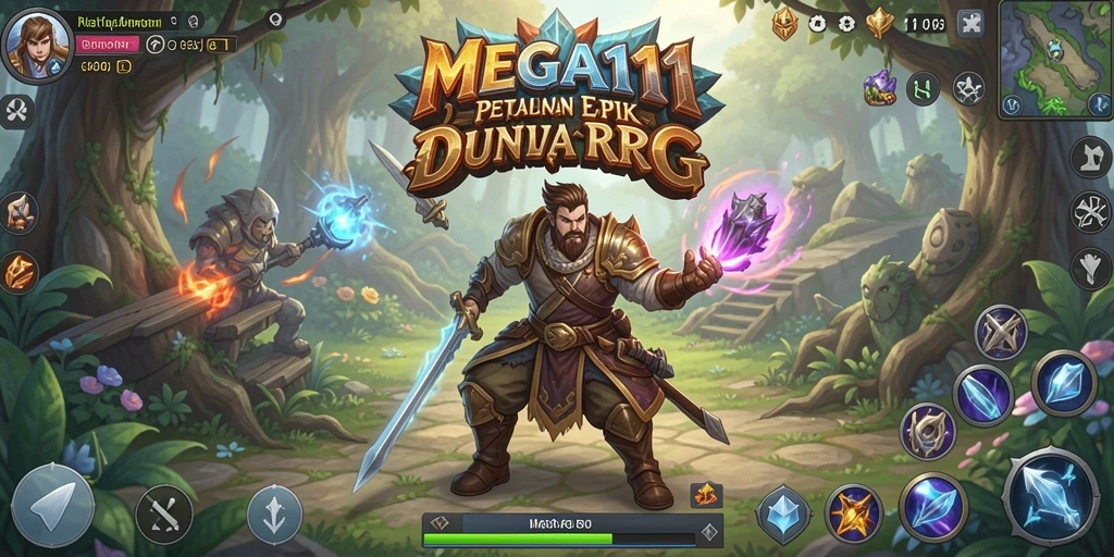 Screenshot gameplay MEGA111 menampilkan aksi pertempuran seru dan karakter yang dinamis.
