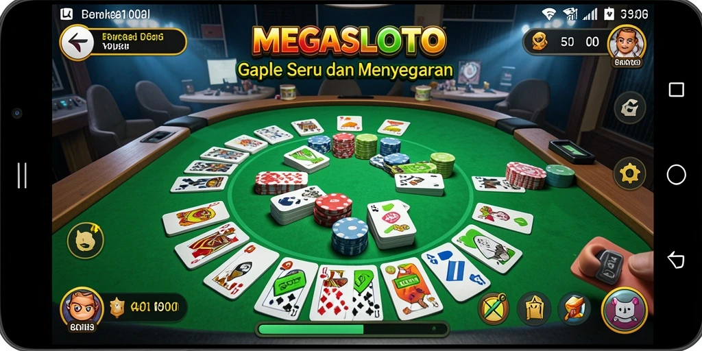 Gameplay seru Gaple di MEGASLOTO dengan teman-teman.