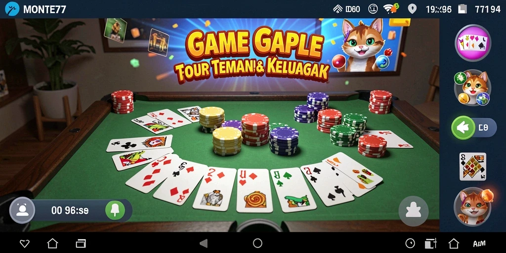 Tampilan gameplay seru Gaple di MONTE77, penuh tantangan dan interaksi.
