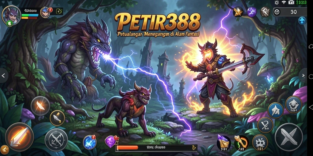 Screenshot menunjukkan aksi seru dalam dunia petualangan PETIR388.