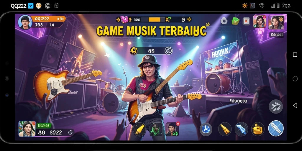 Tangkapan layar gameplay QQ222 yang menampilkan pengalaman musik yang seru.