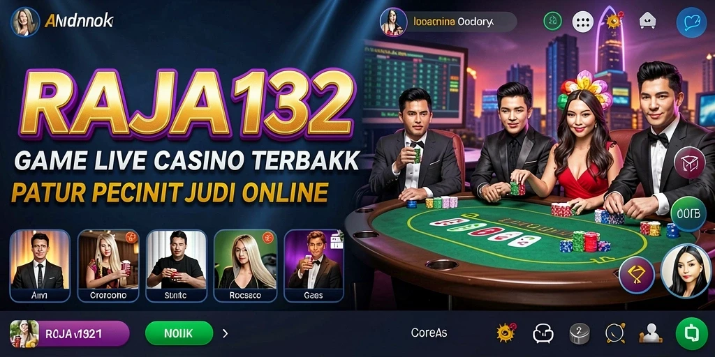 Screenshot gameplay RAJA132 menampilkan dealer langsung dan pemain aktif.
