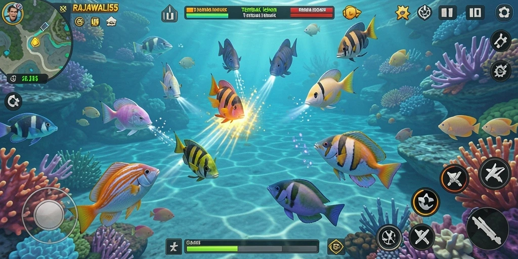 Gameplay seru di RAJAWALI55 dengan aksi tembak ikan.