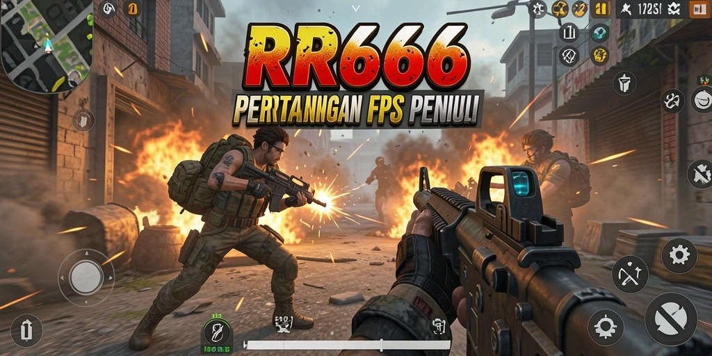 Tangkapan layar menunjukkan aksi intens dari gameplay FPS RR666.