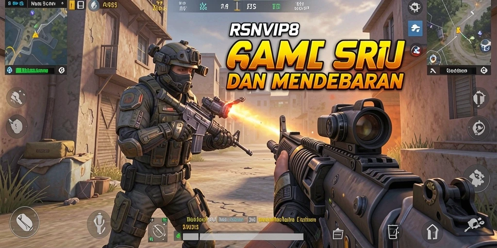 Screenshot gameplay RSNVIP8 menunjukkan aksi tembak-menembak yang intens.