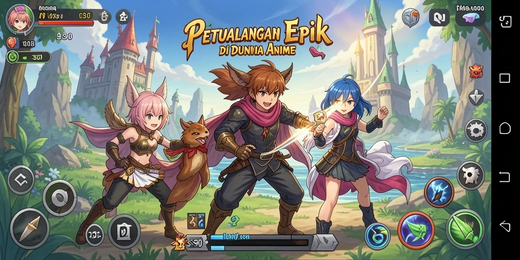 Screenshot menampilkan aksi seru dalam gameplay Anime S80.