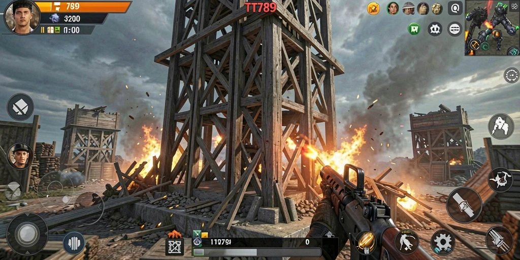 Gameplay Tower Defense yang intens dan penuh strategi.
