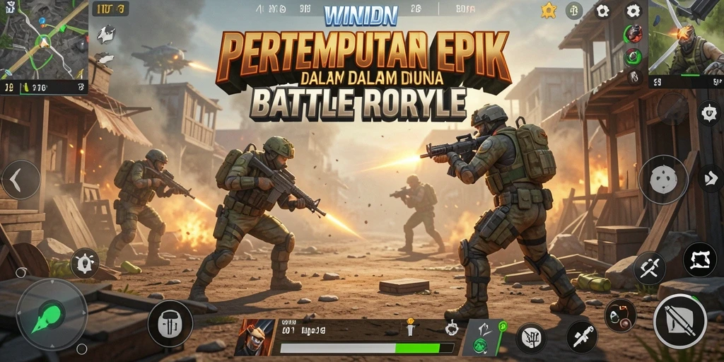 Tampilan gameplay WINIDN yang mendebarkan dalam pertempuran Battle Royale.